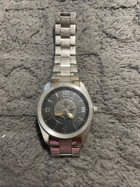 Men's Silver Game Time Pittsburgh Steelers Stainless Steel Watch with Black Dial